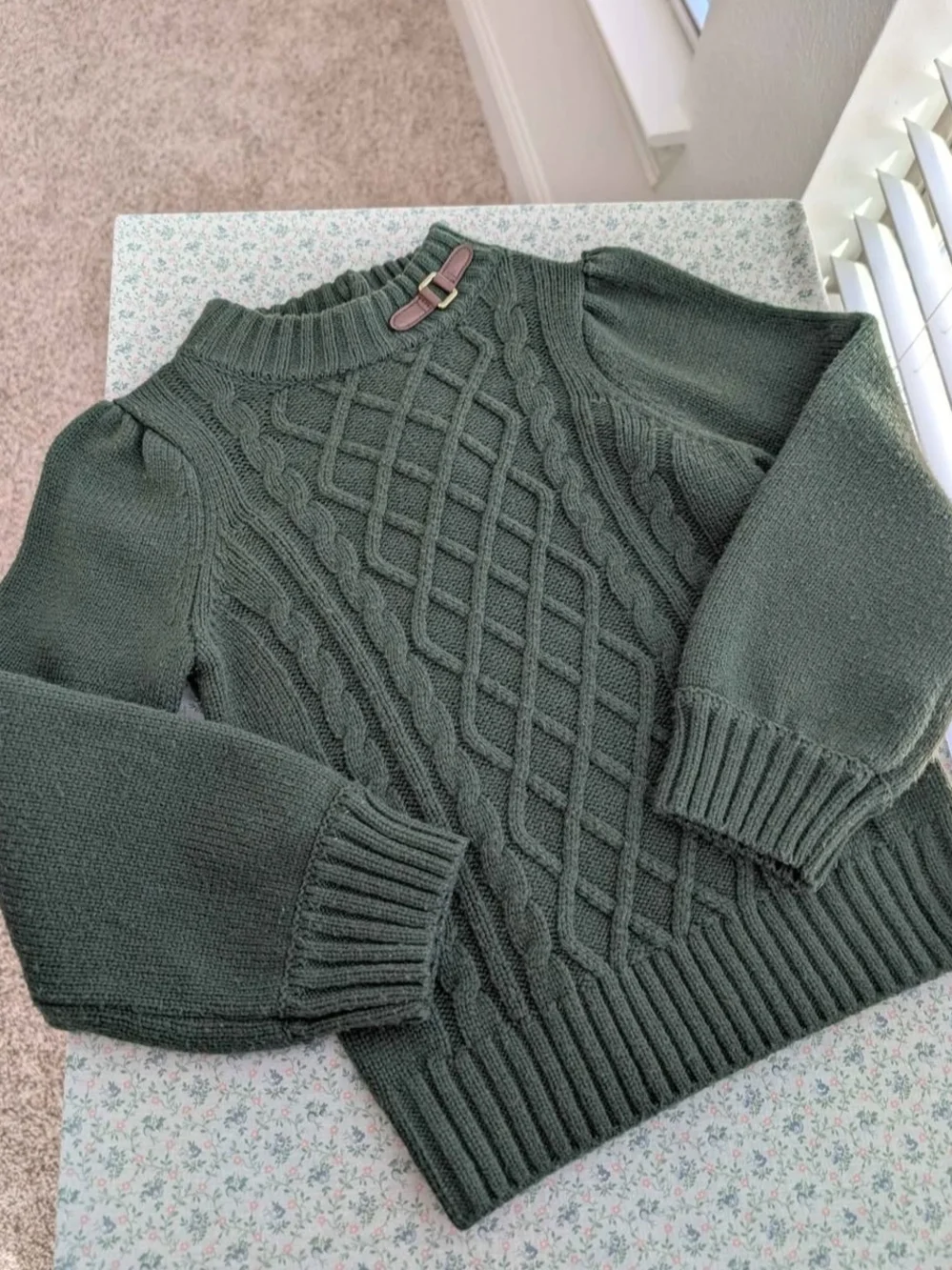 Janie & Jack Forrest Green Cable Knot Sweater